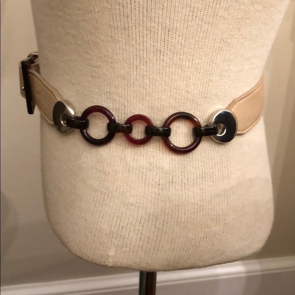 LEATHEROCK Tan Leather & Tortoise Shell Link Belt - Picture 12 of 12
